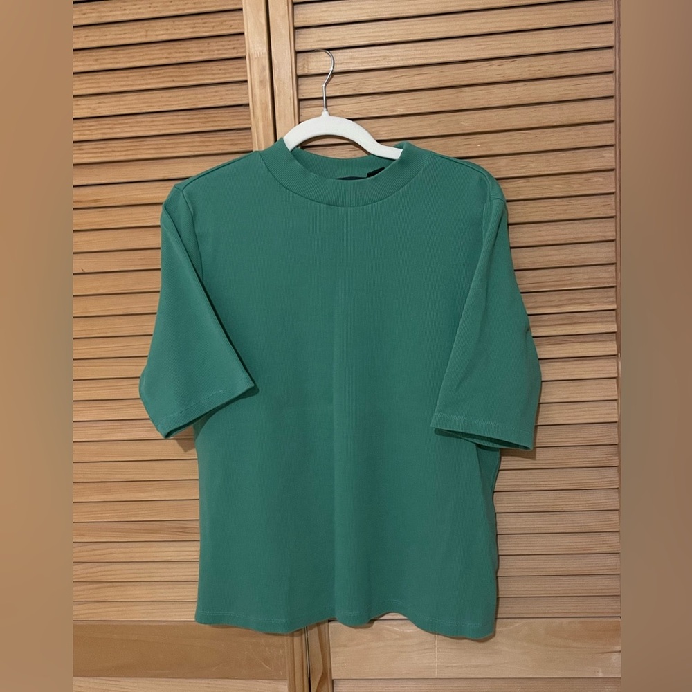 Maeve by Anthropologie | Ribbed Short Sleeve Top |Green| Size x-large